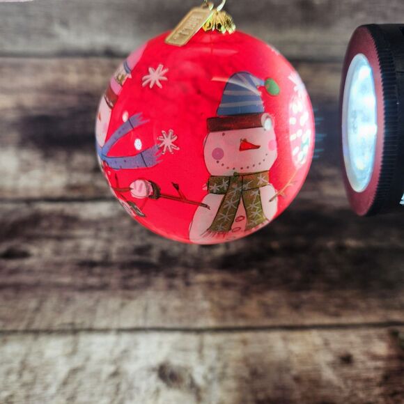 Snowman Christmas Ornament Li Bien Reverse Hand Painted Pier 1 One 2017 w Box - Picture 10 of 15